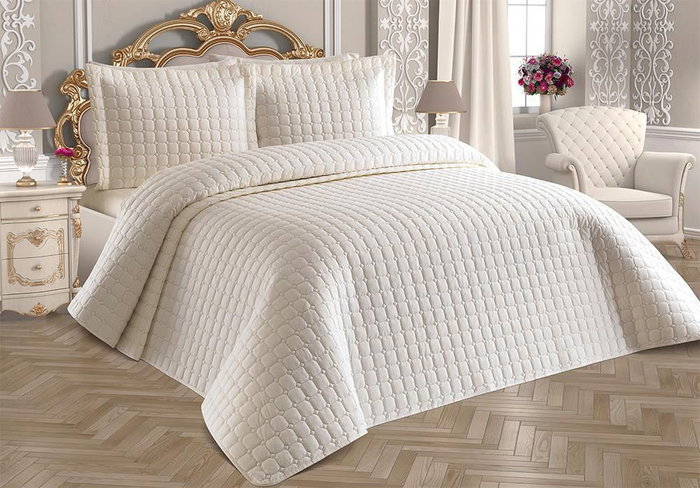 L'essentiel linge de maison Estiva - Cream Juego de colcha doble L'essentiel linge de maison Estiva - Cream Juego de colcha doble